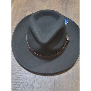 Pendleton‎ Wool Fedora Hat Black Large Made in USA Leather Band Style A196 701